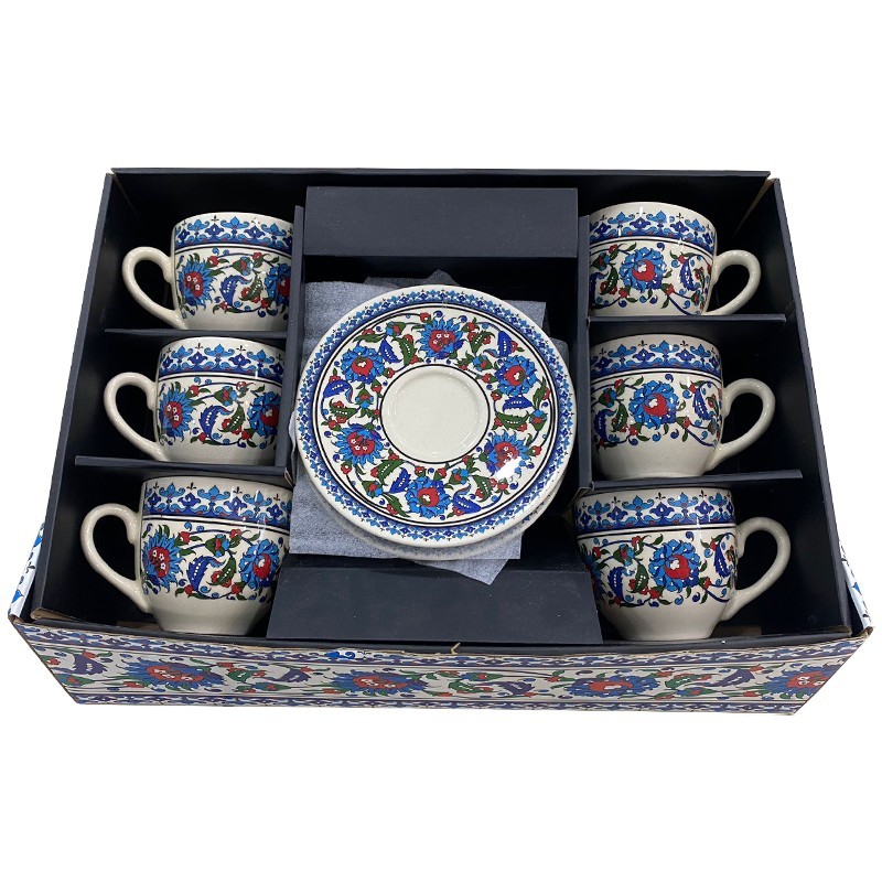 SET 6 PIECES CAFE TASSE + ASSIETTE  - 26 X 37 CM (BOX)