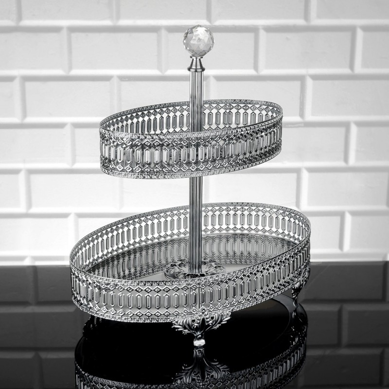PLATEAU DECO OVAL 2 NIVEAUX 20X 28X30 CM