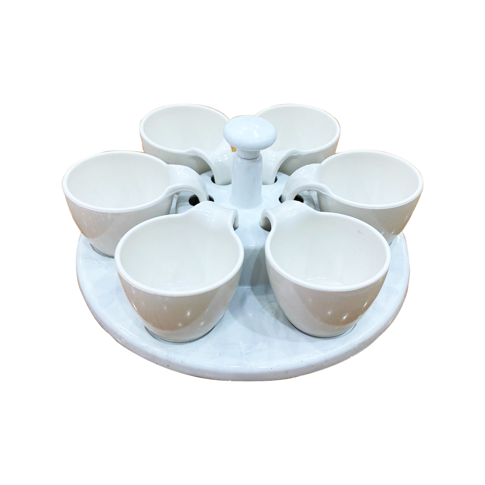 PLATEAU 6 PIECES PLASTIQUE BLANC