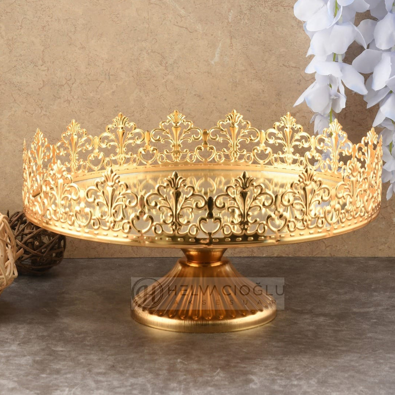 PLATEAU DE PRESENTATION AVEC PIED 30 CM OR
