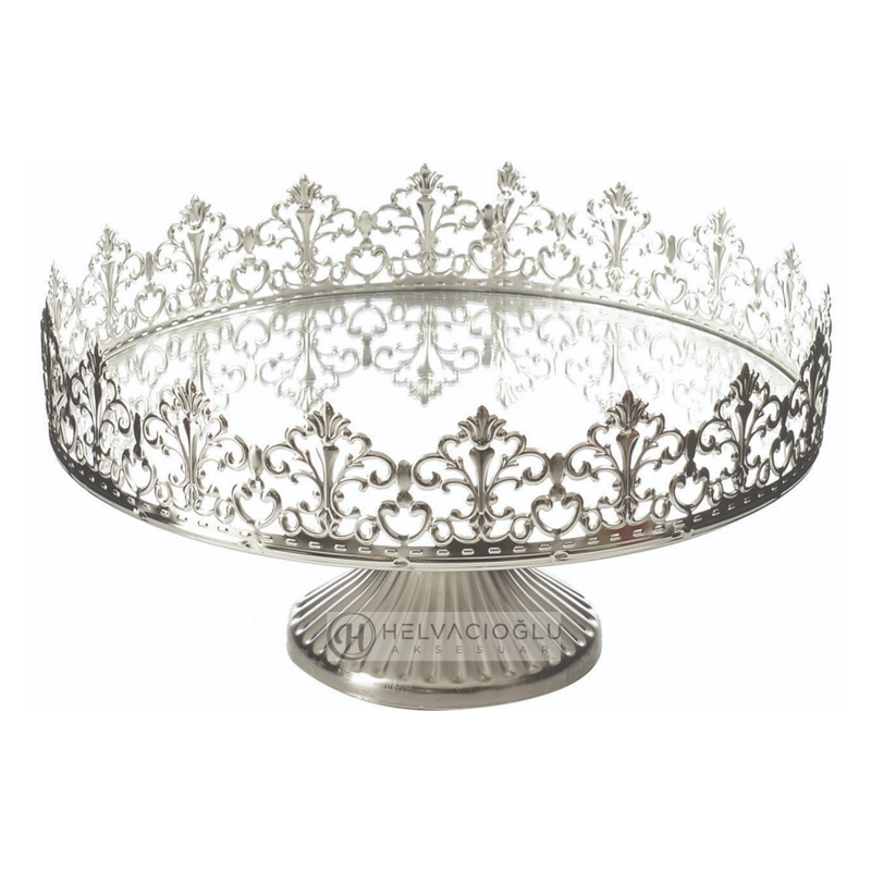PLATEAU DE PRESENTATION AVEC PIED 30 CM ARGENT