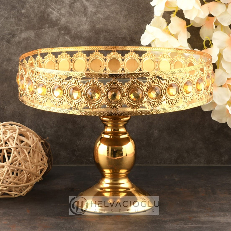 PLATEAU DE PRESENTATION AVEC PIED 25 CM OR