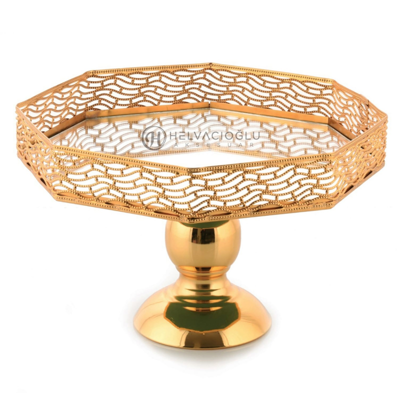 PLATEAU DE PRESENTATION AVEC PIED 25 CM OR