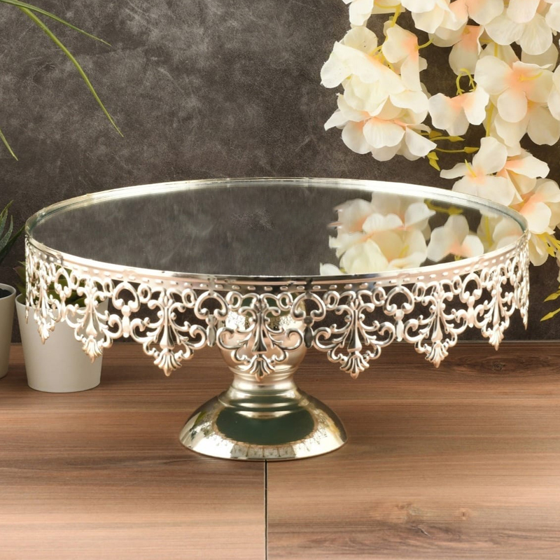 PLATEAU DE PRESENTATION AVEC PIED 30 CM ARGENT