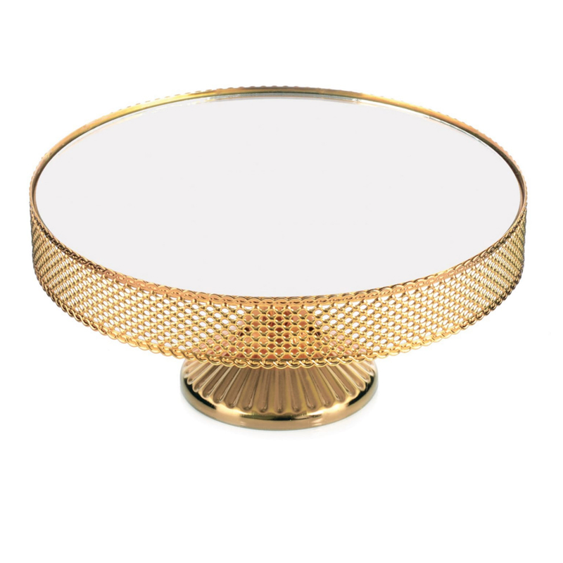 PLATEAU DE PRESENTATION AVEC PIED 30 CM MIX OR-ARGENT