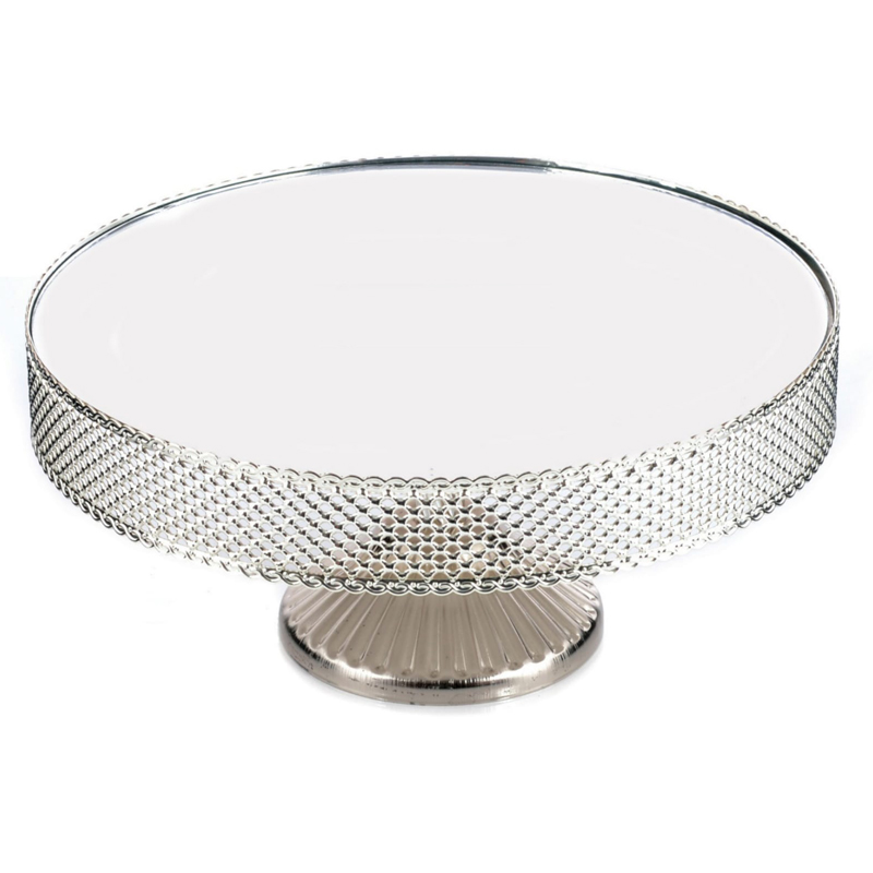 PLATEAU DE PRESENTATION AVEC PIED 30 CM ARGENT