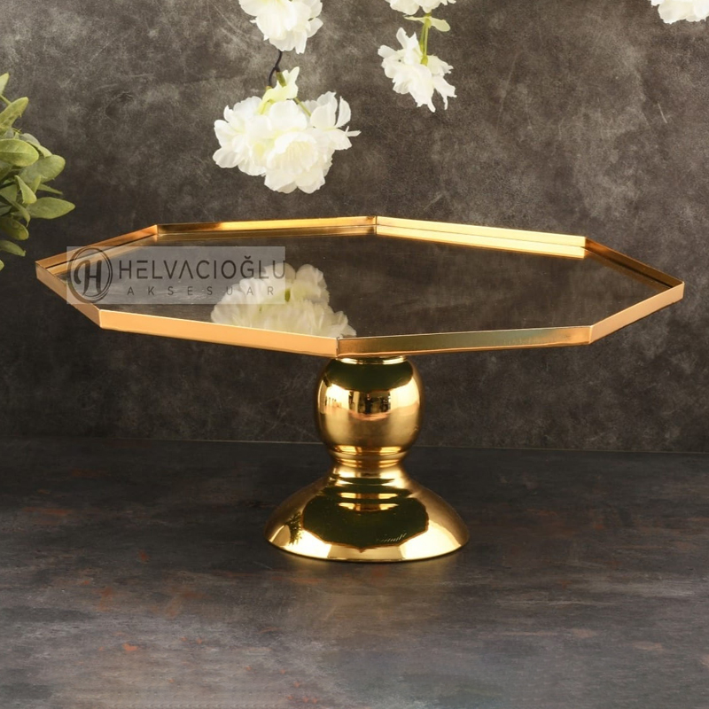 PLATEAU DE PRESENTATION AVEC PIED 30 CM OR