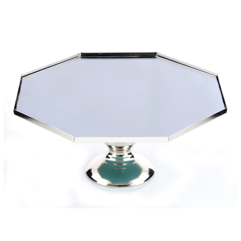 PLATEAU DE PRESENTATION AVEC PIED 30 CM ARGENT