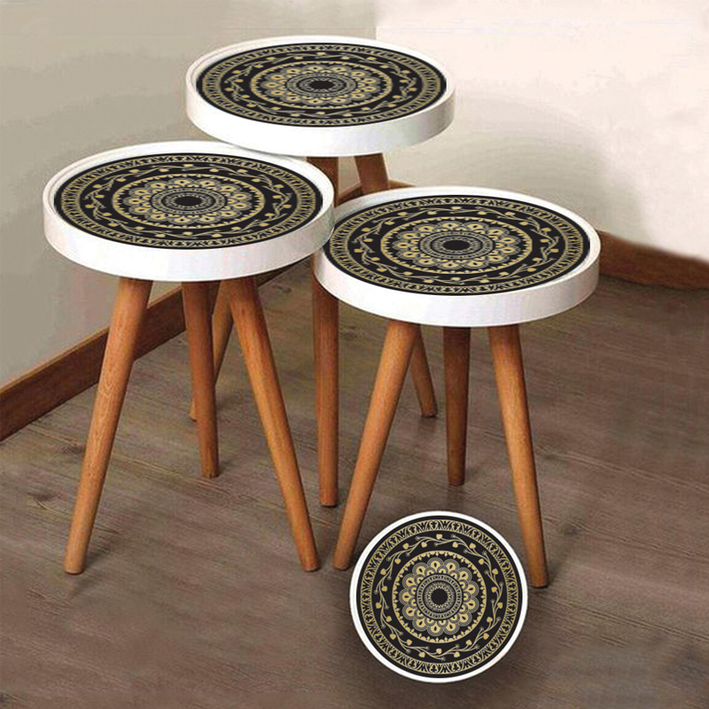 SET 3 TABLES DECO LUXE COUVERCLE VERRE - Ø39 60 CM- 52CM - 48 CM