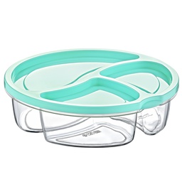 [AK545] BOITE ALIMENTAIRE 3 COMPARTIMENTS 17X18X5 CM MIX BLEU/VIOLET/GRIS