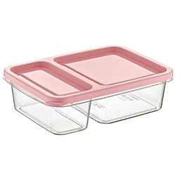 [AK546] BOITE ALIMENTAIRE 2 COMPARTIMENTS 19X13X5 CM MIX GRIS/ROSE/VIOLET