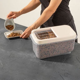 [O0765] RANGEMENT ALIMENT PLASTIQUE 7.5 LITRES COULEUR BEIGE/GRIS