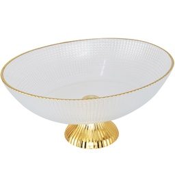 [SML050] BOL DECO EN VERRE AVEC PIED 22X19X10 CM TRANSPARENT AVEC BORDS DORES