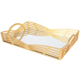 [EST-007-11] PLATEAU DECO PLASTIQUE ET MIRROIR 32X20 CM MODELE OR