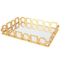 [EST-008-11] PLATEAU DECO PLASTIQUE ET MIRROIR 32X20 CM MODELE OR