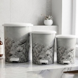 [MRD-151-004] SET 3 POUBELLES A PEDALE 8 L / 12  L / 22 L DESIGN OISEAUX