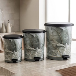[MRD-151-005] SET 3 POUBELLES A PEDALE 8 L / 12  L / 22 L DESIGN CACTUS