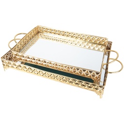 [153.ROTA.3816] SET 2 PLATEAUX DECO METAL RECTANGULAIRE MODELE OR 37*25 &amp; 43*32 CM
