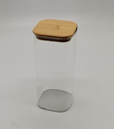 [GU45-001] POT VERRE BOROSILICATE COUVERCLE CARRE BAMBOO 8 X 18 CM