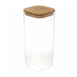[GU45-006] POT VERRE BOROSILICATE COUVERCLE CARRE BAMBOO 10 X 28 CM