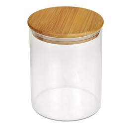 [GU45-025] POT VERRE BOROSILICATE COUVERCLE BAMBOO 30X10 CM