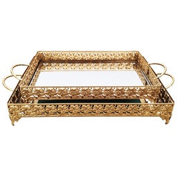 [153.ROTA.3812] SET 2 PLATEAUX DECO METAL RECTANGULAIRE 37*25 &amp; 43*32 CM MODELE OR