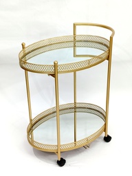 [GU82-001] CHARIOT PRESENTOIR 2 NIVEAUX A ROULETTES 69 CM. 58X42 CM MODELE OR