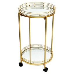[GU82-003] CHARIOT PRESENTOIR 2 NIVEAUX A ROULETTES 65 CM.36 CM MODELE OR