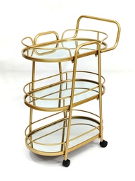 [GU82-004] CHARIOT PRESENTOIR 3 NIVEAUX A ROULETTES 78 CM. 58X38 CM MODELE OR