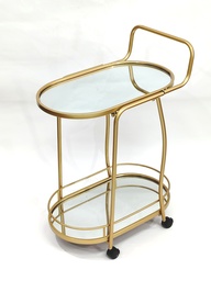 [GU82-005] CHARIOT PRESENTOIR 2 NIVEAUX A ROULETTES 74 CM.36 CM MODELE OR