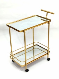 [GU82-007] CHARIOT PRESENTOIR 2 NIVEAUX A ROULETTES 75 CM 60X35 CM MODELE OR