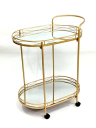 [GU82-010] CHARIOT PRESENTOIR 2 NIVEAUX A ROULETTES 75 CM 65X45 CM MODELE OR