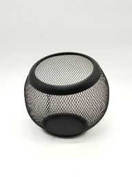 [GU142-007] Panier de rangement métal avec poignée bois 16x23 cm Mix couleur blanc / noir / bleu