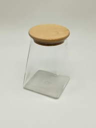 [GU145-053] Bocal en verre Borosilicate + couvercle bamboo 750 ML