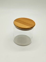 [GU145-104] Pot en verre  Borosilicate + couvercle rond bamboo 10 x 10 cm