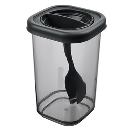 [T-701] POT EPICE EN PLASTIQUE TRANSPARENT 350 CC + CUILLERE COULEUR MAT