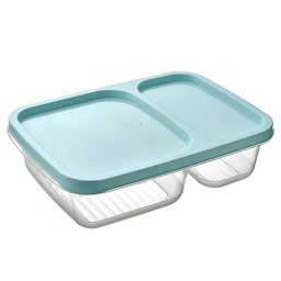 [D-207] BOITE CONSERVATION PLASTIQUE 2 COMPARTIMENTS 800 ML COULEURS MIX GRIS/BEIGE/BLEU/ROSE