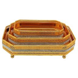 [GU128-003] SET 3 PIECES : PLATEAUX DECO METAL 31x21 / 26x17 / 21x12 CM
