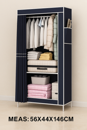 [GU34-058] Penderie 146x55x44 cm mix noir-gris-bleu
