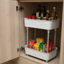 [BS-101] ETAGERE SALLE DE BAIN 2 NIVEAUX 18X30X42 CM GRIS