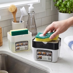 [GU314-002] DISTRIBTEUR LIQUIDE VAISSELLE 13X10 CM MIX BLANC / NOIR