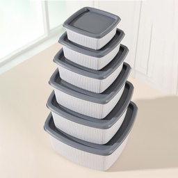 [T-636] SET 6 BOITES ALIMENTAIRE PLASTIQUE (300 / 500 / 850 / 1350 / 2100 / 3200 ML)